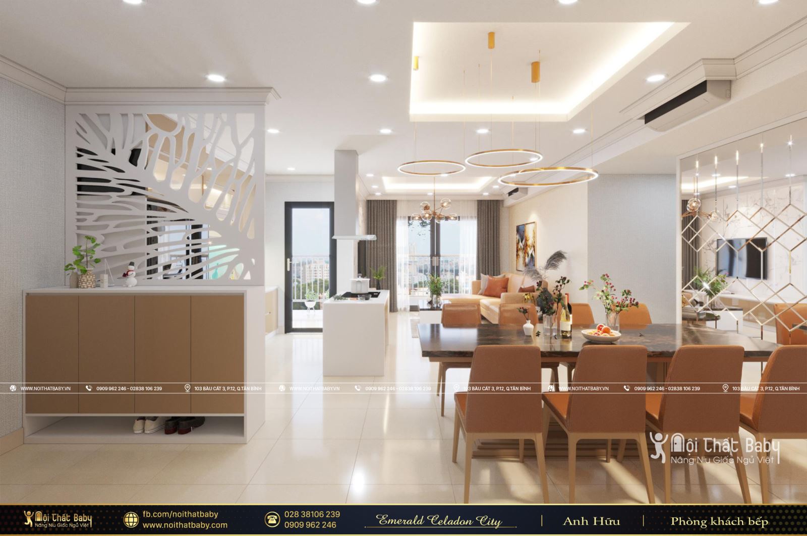 Vẻ đẹp cuốn hút từ mẫu thiết kế nội thất hiện đại căn Emerald Celadon City 104m2